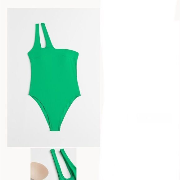 NWT H&M XL green high cut swimsuit - Picture 2 of 11